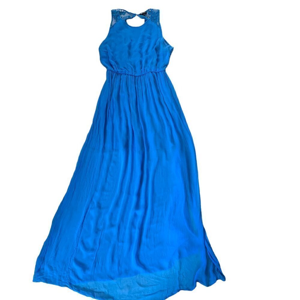 Topshop Maxi Dress Lace Upper Back Sz 10 Royal Blue 97D